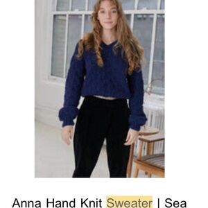 Rujuta Sheth 100% Wool Hand-Knit Anna Sweater Navy Blue XL